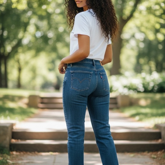 Levi’s Classic Straight Jeans Women’s Size 16 Dark Wash EUC Authentic - Picture 2 of 8